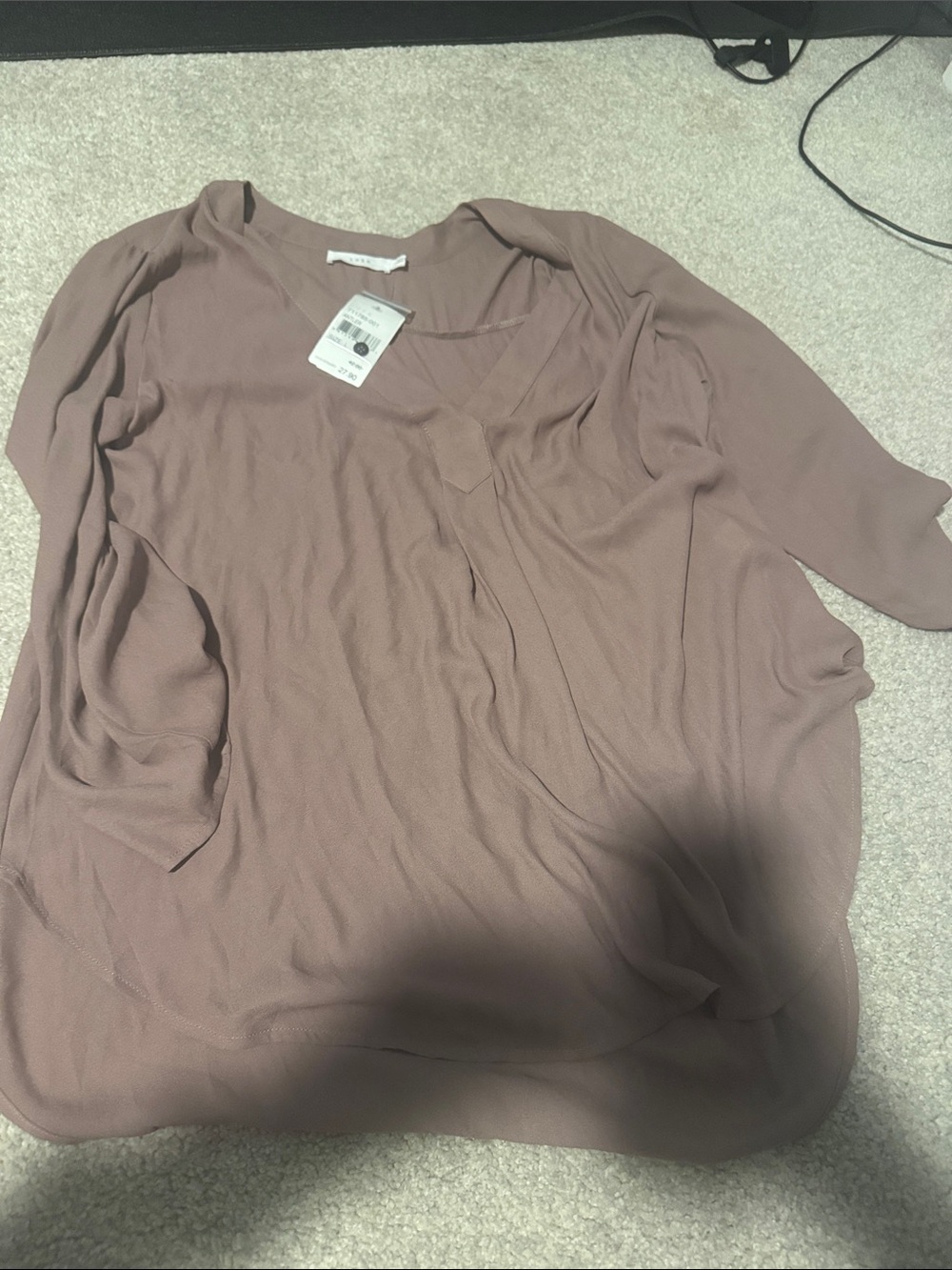Lush V-Neck Blouse in Mauve Pink